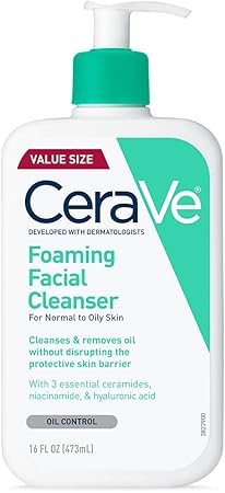 CeraVe  Foaming Facial Cleanser | Makeup Remover and Daily Face Wash for Oily Skin