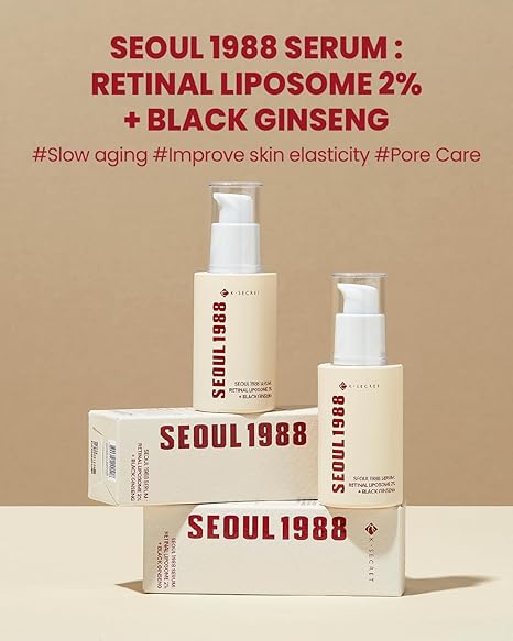 KSECRET SEOUL 1988 Serum : Retinal Liposome 2% | 58% Black Ginseng Extract with Retinal, Vitamin C
