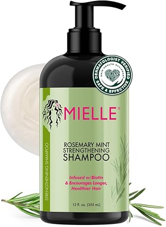 Mielle Organics Rosemary Mint Strengthening Shampoo Infused with Biotin, Cleanses and Helps Strengthen Weak and Brittle Hair