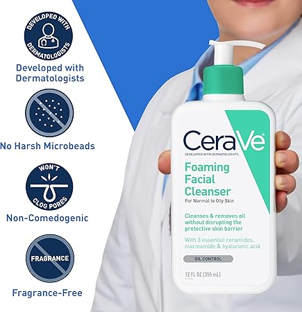 CeraVe  Foaming Facial Cleanser | Makeup Remover and Daily Face Wash for Oily Skin
