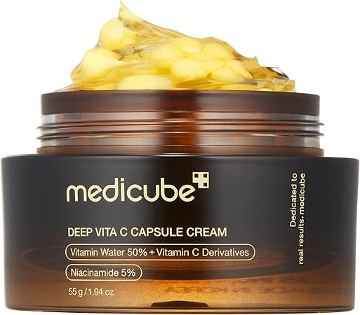 Medicube Deep Vitamin C Golden Capsule Face Moisturizer - Liposome Capsules For Wrinkles, Skin Radiance