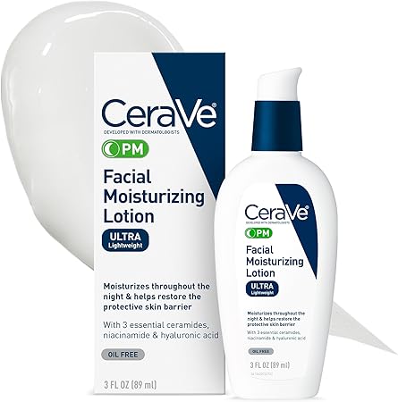 Cerave Pm Facial Moisturizing Lotion, 3 Oz., Multiplied With Derma Roller