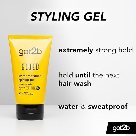got2b Glued Spiking Glue Hair Gel, Water Resistant, Strong Hold for Up to 72 Hours