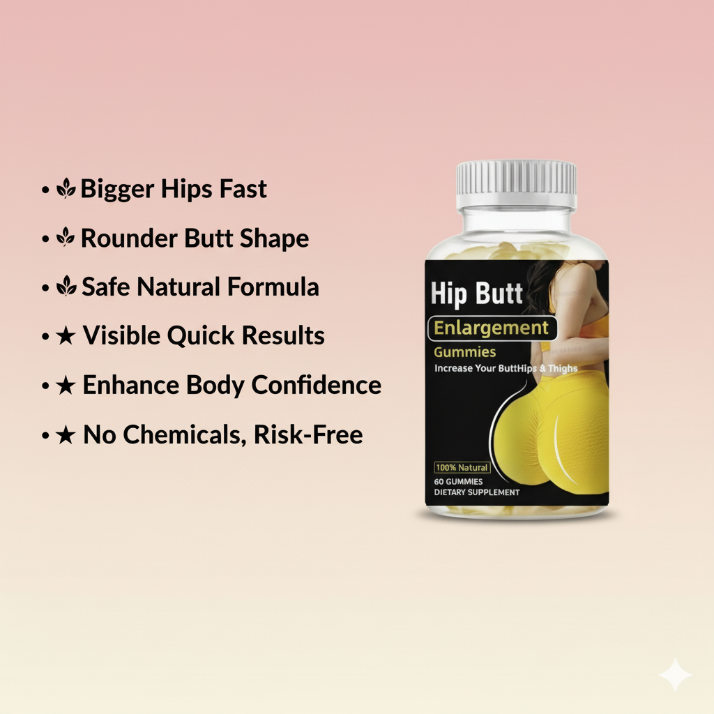 Hip & Butt Enlargement Gummies | Lifted Shape, Fuller Hips, Rounder Butt (60 Gummies)