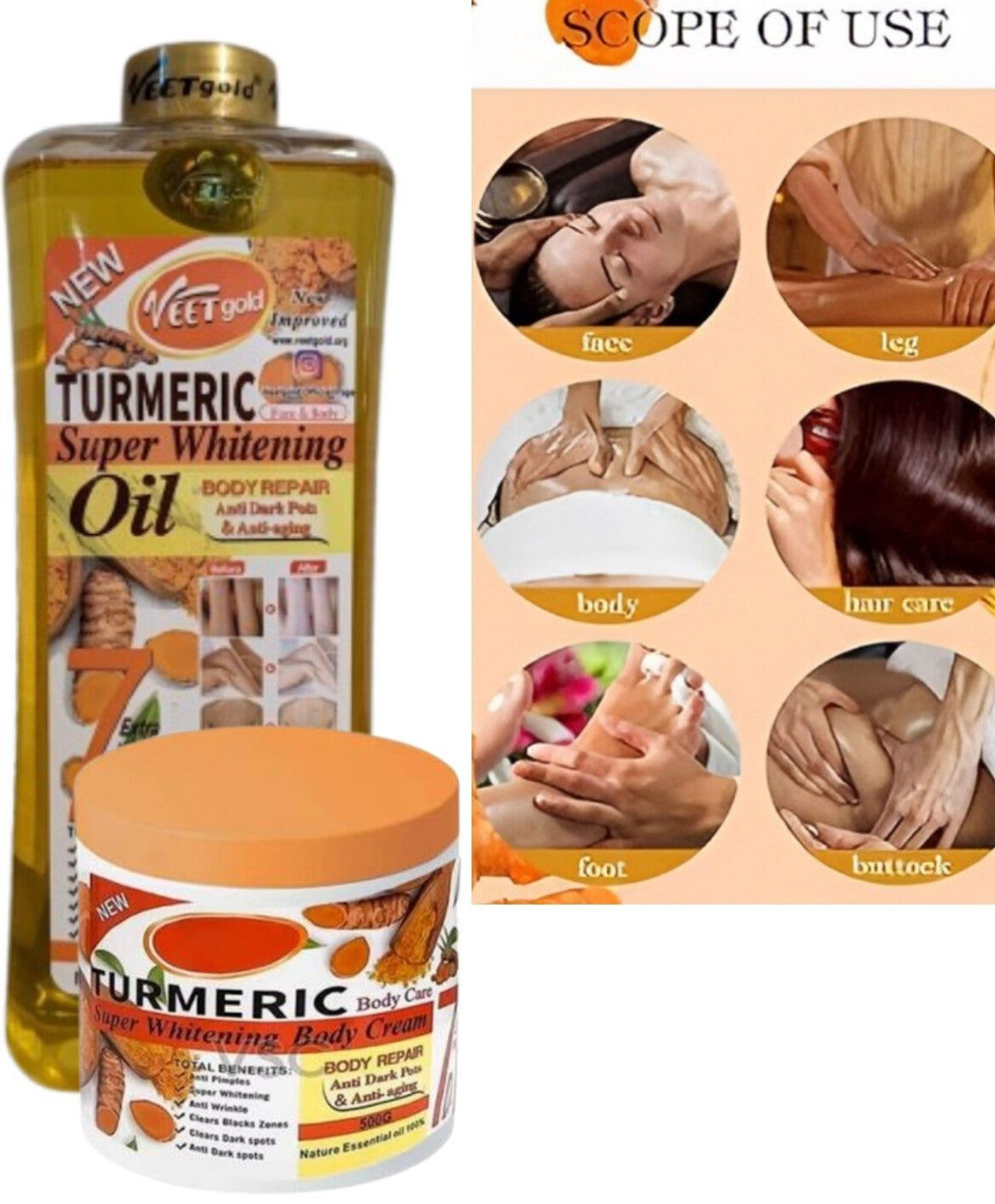 Turmeric Oil (1000ml) with FREE Turmeric Cream (500g) Authentic Imported Product